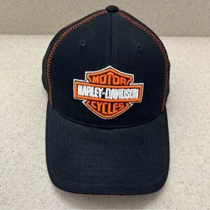 Harley Davidson Motorcyles Hat Cap Adjustable Black Orange